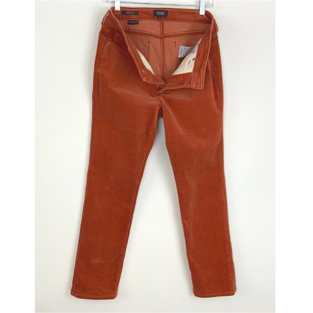 NYDJ Corduroy Sheri Slim Jeans in Sienna Red Sz 8